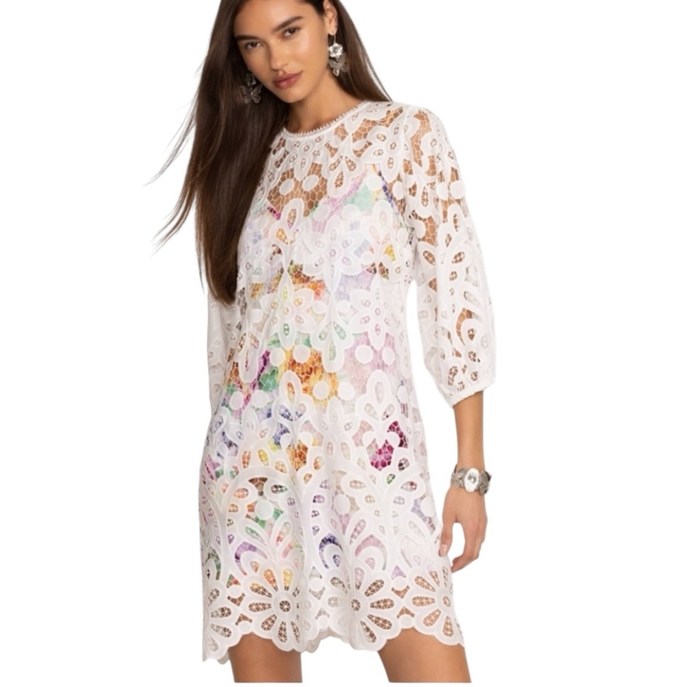 Johnny Was Lisetta Lace Mini Dress Size Medium. - Picture 4 of 6